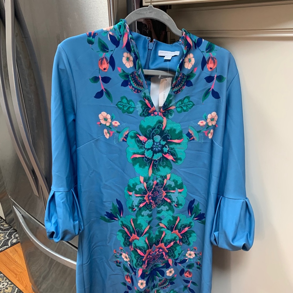 New York & Co blue and pink stretch dress size XL